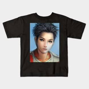 Black Hair Anime Boy Kids T-Shirt